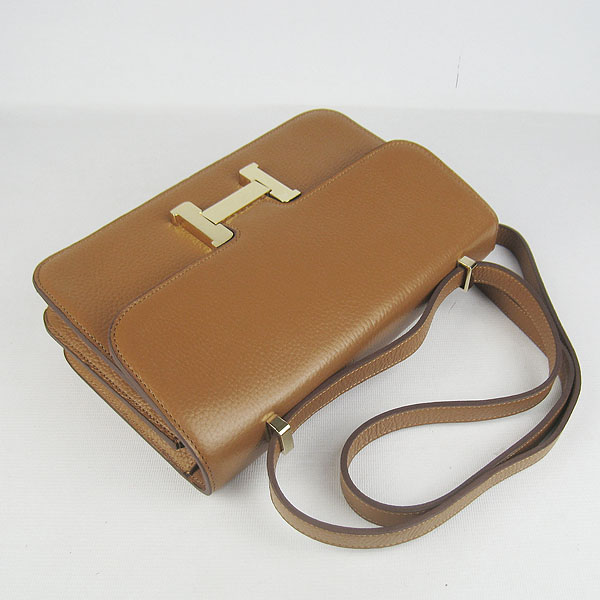 7A Hermes Constance Togo Leather Single Bag Light Coffee Gold Hardware H020